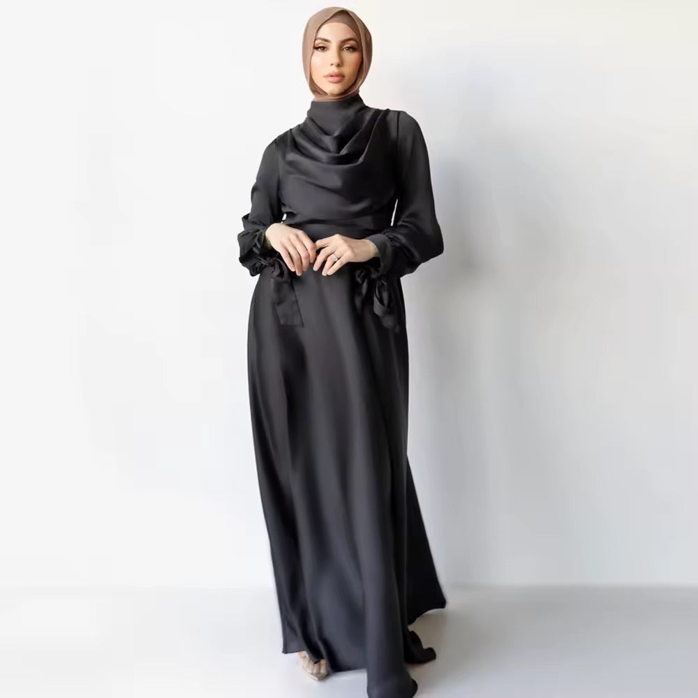 Elegant Sage Satin Abayas